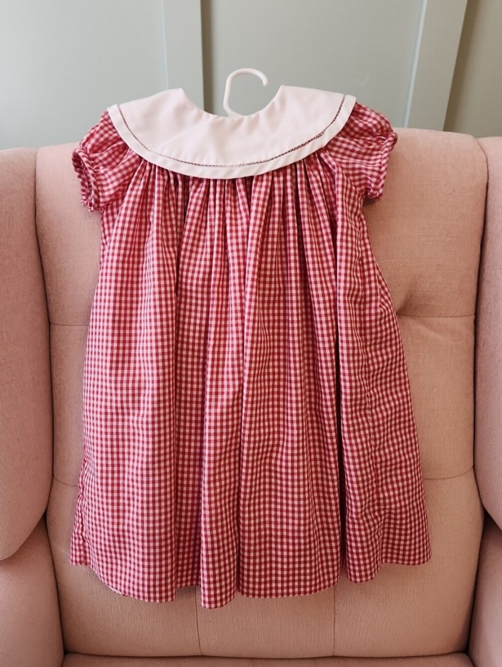 The proper peony 3t smocked Collared vintage style red white Checkered dress